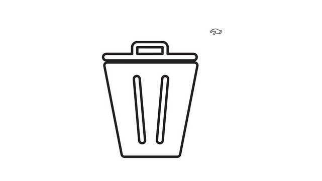 trash animated. vector throw away trash. recycling symbol. sustainability. reuse web icon, eco-friendly, green energy. outline style design