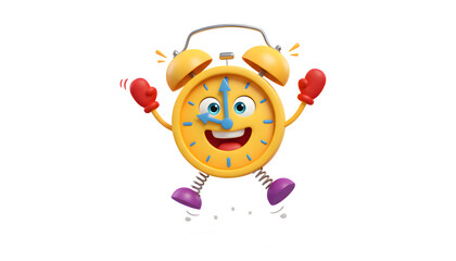 Obraz premium Cute Pastel Cartoon Alarm Clock Character Isolated on transparent Background