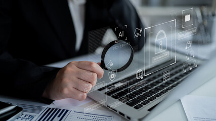 Digital padlock surrounded by data security diagrams representing encryption, network protection, and secure information management Parse