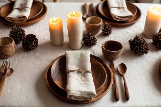 a minimal scandinavian christmas table setting