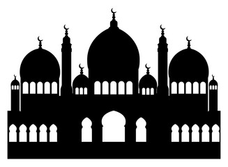 Mosque Silhouette Vector. Islamic Architecture and Cultural Landmark Design