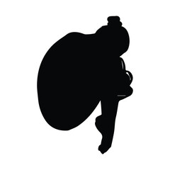 Graceful dancer in a dynamic pose silhouette on a white background