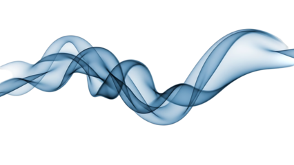 Abstract blue swirl wave flowing isolated on transparent background