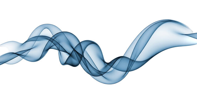 Abstract blue swirl wave flowing isolated on transparent background