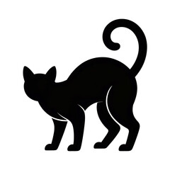 Obraz premium Stylized silhouette of a playful cat with a curved tail isolated on transparent background