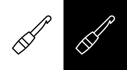 Crochet Hook  White Icon Set Design