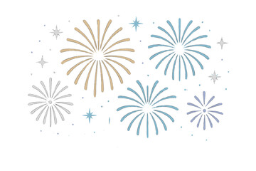 Obraz premium Colorful fireworks display with vibrant blue and orange explosions on dark background