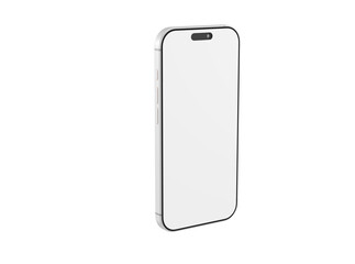 Clean and modern smartphone mockup featuring a white screen against a bright white background ideal for app pro