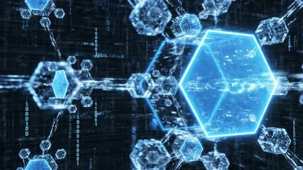 Abstract digital network futuristic tech illustration blue lighting - Powered by Adobe