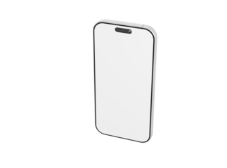 Clean, isolated smartphone with a minimalist design and a blank screen, perfect for mockups and UI concepts. Pe