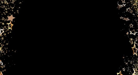 Elegant gold star border on a black background, perfect for creating celebration and event designs. Suitable for invitations