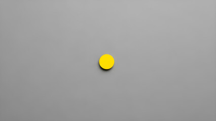 Yellow Circle Button with Shadow on Gray Background
