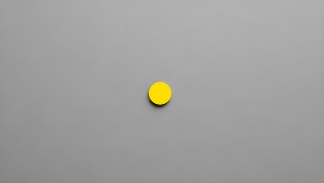 Yellow Circle Button with Shadow on Gray Background