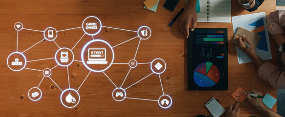 Gaming icons show online gaming, game streaming, and interactive play. Gaming supports esports, game community, and digital gaming experience. Entice