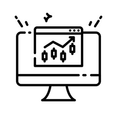Online Stock Market Trading and Financial Analysis Line Icon