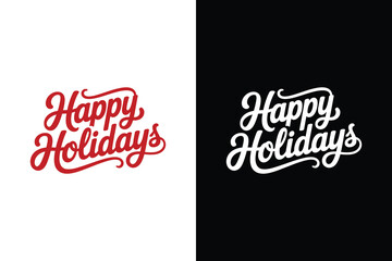 Happy holidays script lettering design