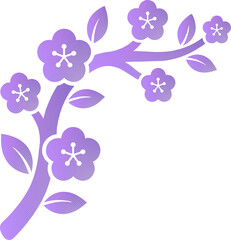 Lilac purple peach blossom corner frame with copy space