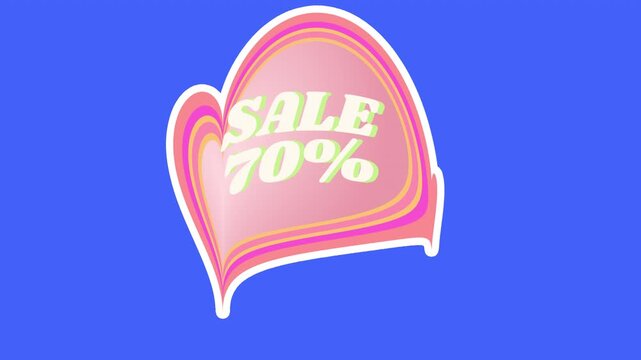 Sale sticker 70% animation on a transparent alpha channel.