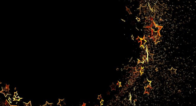 Abstract image of golden stars against a dark background, ideal for holiday themes, celebrations, and festive occasions. - Powered by Adobe