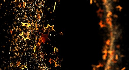 Abstract background featuring falling gold stars. Ideal for festive designs, celebrations, and holiday greetings. Great for © vegefox.com