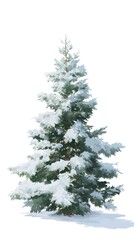 a single christmas tree, isolated on pure white background, 