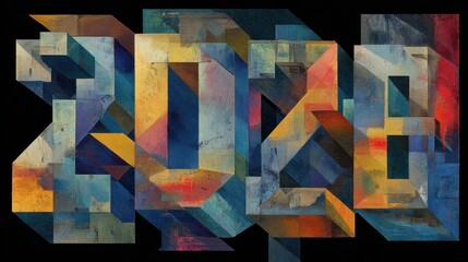 A painting of a colorful geometric pattern