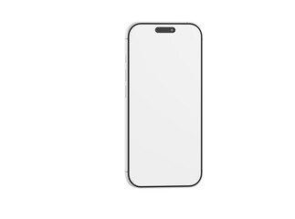 Clean, white smartphone on white. Minimalist design for app mockups, website UI, and technology concept. Empty