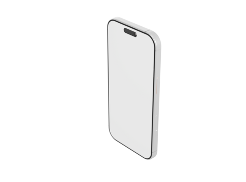Realistic smartphone model with blank display, isolated, ideal for showcasing apps, websites, designs, and UI c