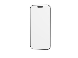 Minimalist smartphone blank screen mockup on white surface. Perfect for app design or user interface presentati