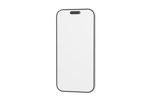 Minimalist smartphone blank screen mockup on white surface. Perfect for app design or user interface presentati