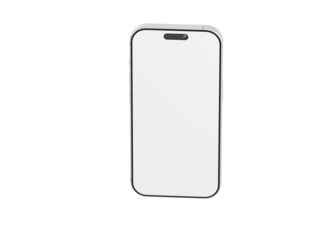 Stylish smartphone with a clean, white screen ready for design or app showcase. Great for tech marketing, UI/UX