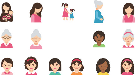 Diverse collection of women and girls of different ages and ethnicities
