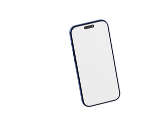 3D rendered smartphone with blue frame and blank white screen isolated on white background. Perfect for UI UX m