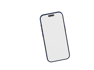 Clean, isolated smartphone with a blank screen on white. Technology, communication, and modern mobile device co