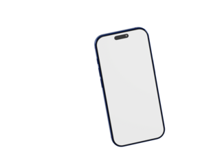 Clean and contemporary smartphone design with blank screen for UI UX design presentation, isolated on white bac
