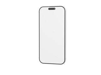 Clean, modern smartphone with blank screen mockup against a white backdrop, perfect for technology concepts and