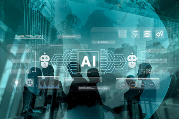 Obraz premium AI assistant and chatbot connection with digital circuit lines, representing data analysis, automation, and machine learning systems Parse