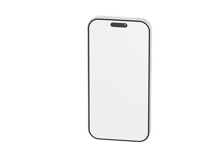 Clean, isolated smartphone with blank display, perfect for app showcase or design mockup. White screen and mode