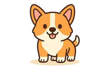 Fototapeta premium Cute cartoon corgi puppy illustration with happy expression