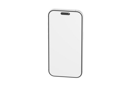 Clean, isolated smartphone with blank display, perfect for app showcase or design mockup. White screen and mode