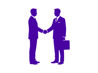 Business Professionals Concluding a Deal Purple Silhouette on a Black Backdrop