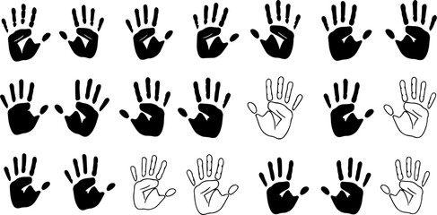 Handprint, Handprint silhouette, Male hand print silhouette, Male hand print, Handprint clipart, People hand print silhouette, Handprint icon, Handprint vector set