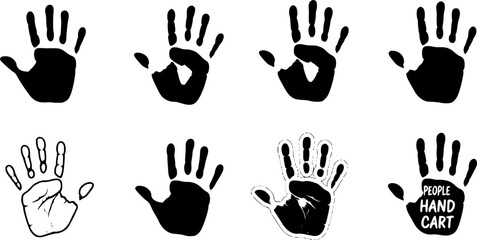 Handprint, Handprint silhouette, Male hand print silhouette, Male hand print, Handprint clipart, People hand print silhouette, Handprint icon, Handprint vector set
