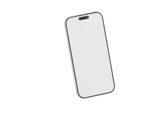 Clean white smartphone isolated on a white background, perfect for showcasing mobile app interfaces and design