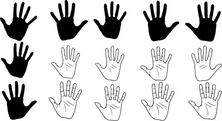 Handprint, Handprint silhouette, Male hand print silhouette, Male hand print, Handprint clipart, People hand print silhouette, Handprint icon, Handprint vector set