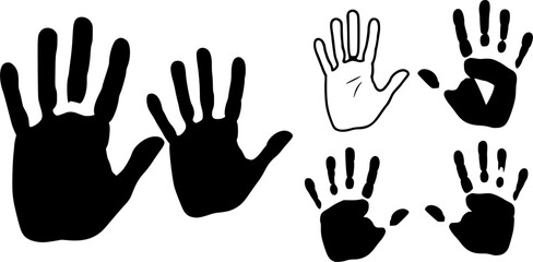 Handprint, Handprint silhouette, Male hand print silhouette, Male hand print, Handprint clipart, People hand print silhouette, Handprint icon, Handprint vector set