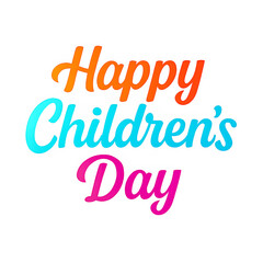 Obraz premium Happy Children's Day Modern Typography with Bright Orange, Blue, Pink Gradient