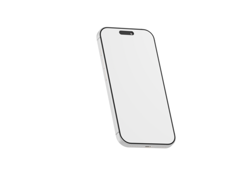 Clean, isolated smartphone with blank screen for mockup, presentations, and technology concepts. Perfect for sh