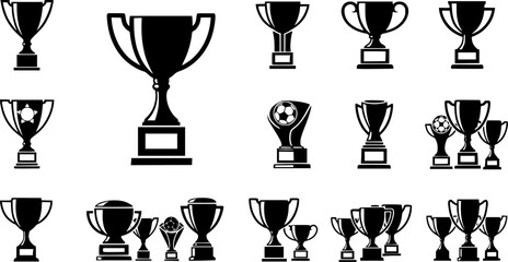 Trophy silhouettes, Trophy, Trophy vector set, Trophy icon, Cup trophy silhouette, Player trophy, Player trophy silhouette, Winner trophy cups silhouettes