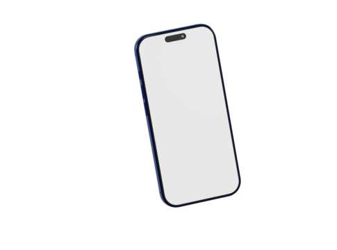 Stylish 3D rendered smartphone with blank screen for mockup, blue frame, white background. Perfect for app desi
